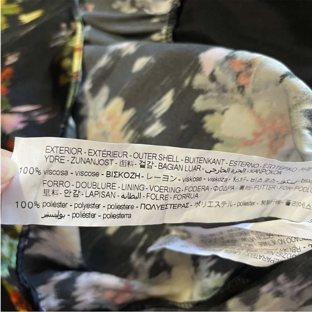 Zara Black Floral Ruffle‎ Mini Long Sleeves Dress Size XS - Picture 10 of 16